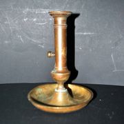 Antique push candle holder, 18th century gilded carved bronze candlestick.
