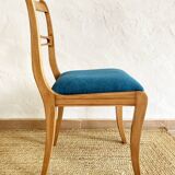 Beech wood chairs, sabre legs and upholstered seat, 1960s-1970s