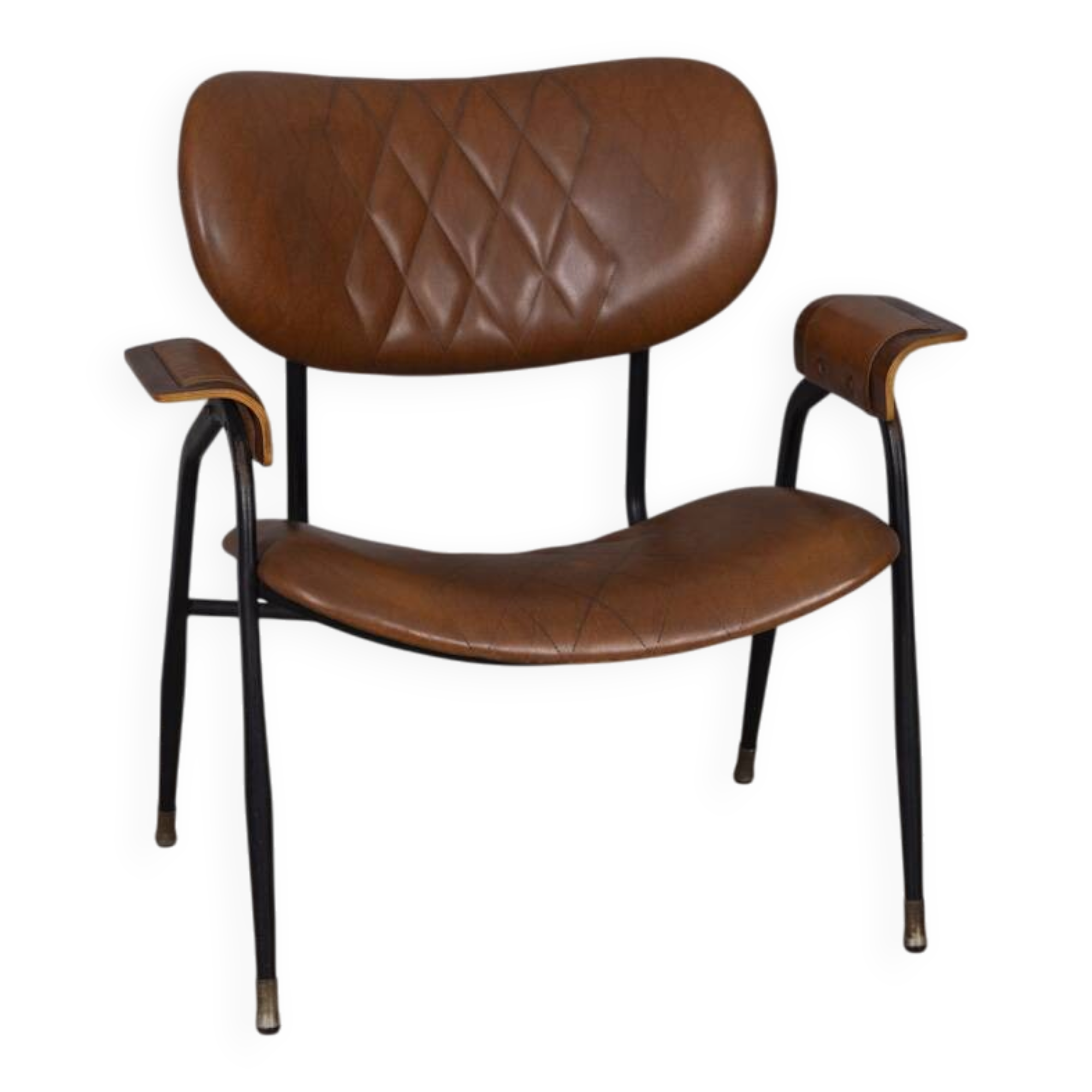 Vintage leather chair by gastone rinaldi for rima, 1950s