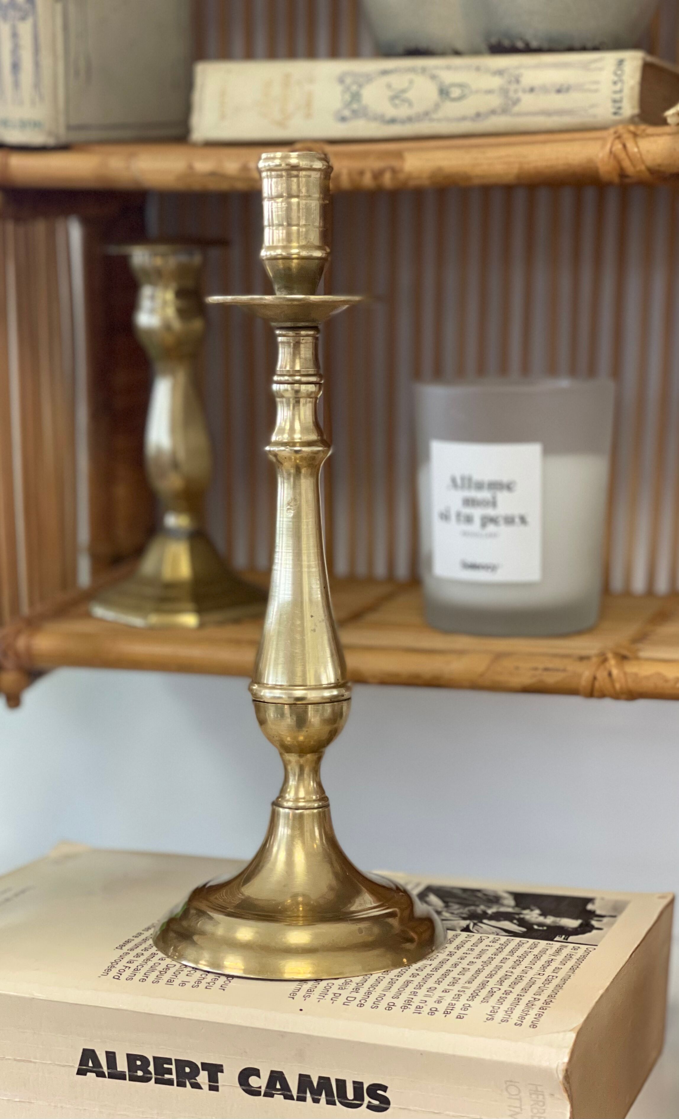 Old brass candle holder