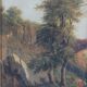 French school 19th - Walkers to a bridge - oil on canvas, framed
