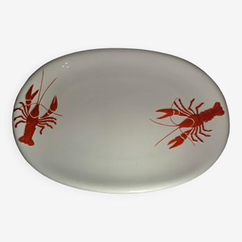 Hbcm oval dish with lobster and crayfish decoration in relief