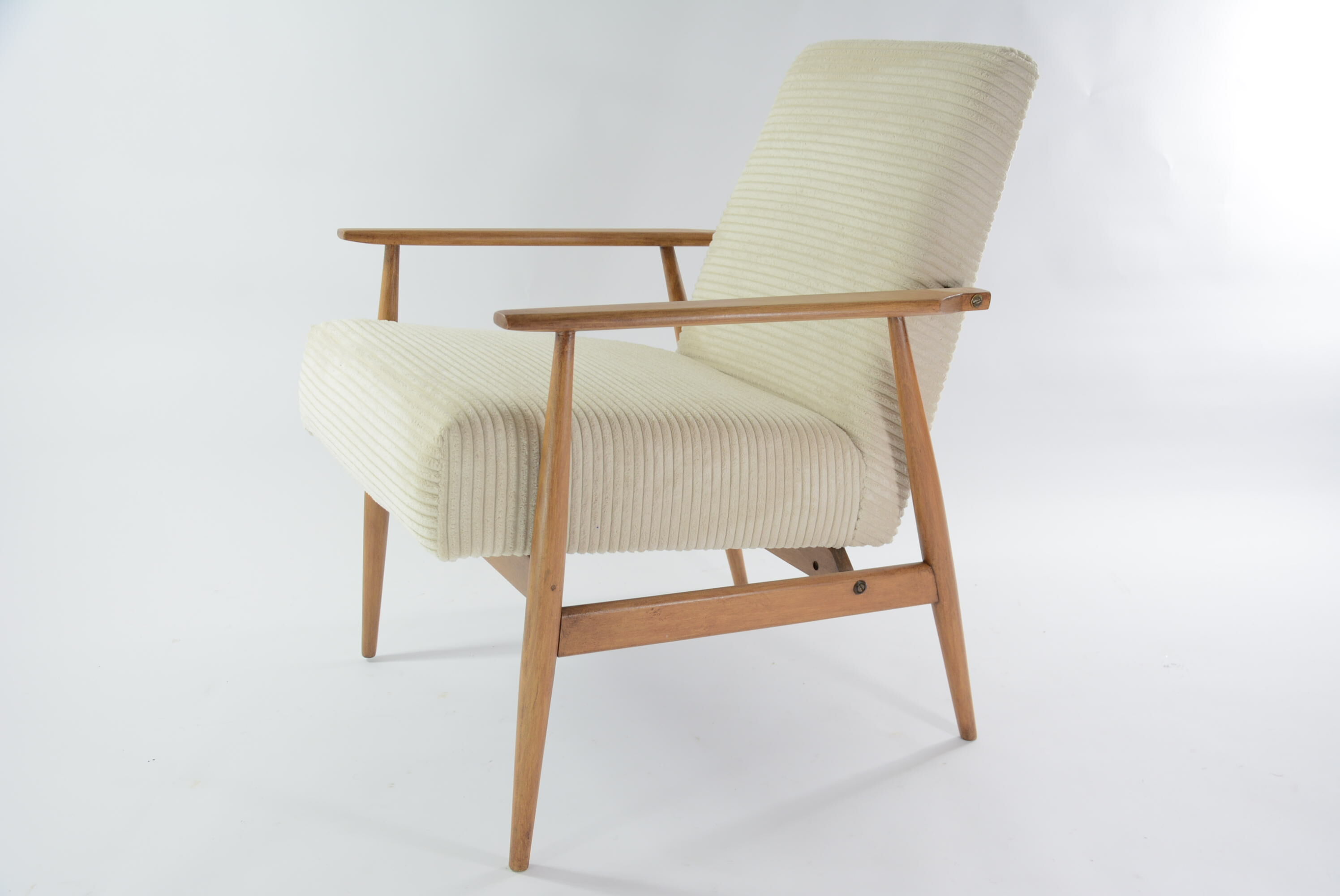 Fauteuil fox velours côtèle crème