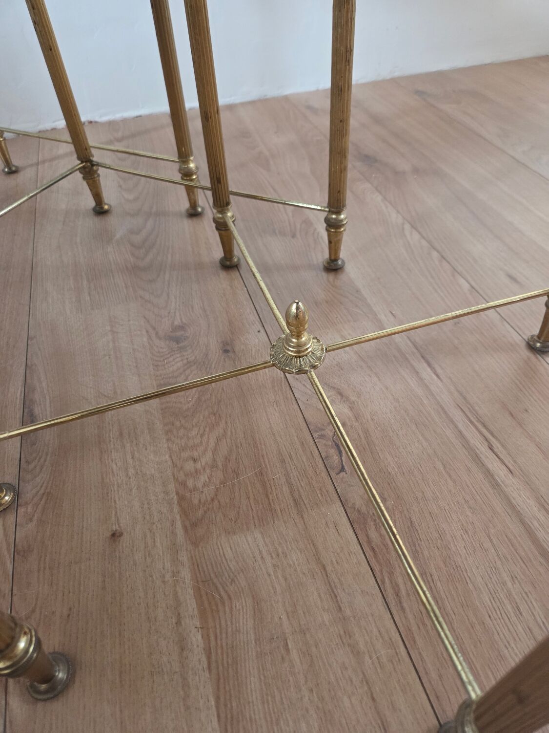 Nested tables in brass and marble, 1950.