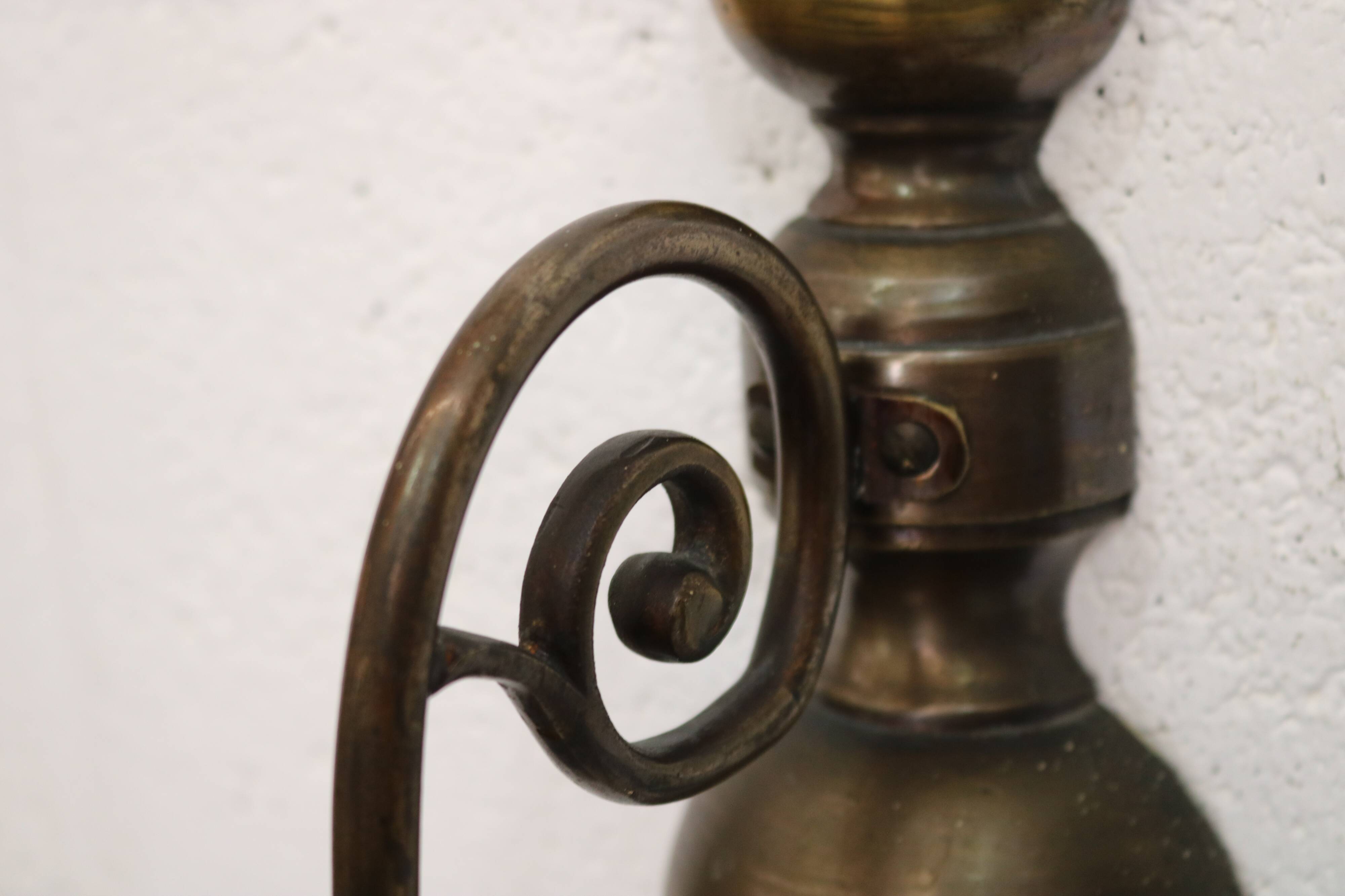 Pair of Antique Brass Wall Lamps – Vintage 1950s Sconces