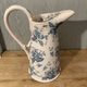 Antique English earthenware water jug, Floral Furnivals England