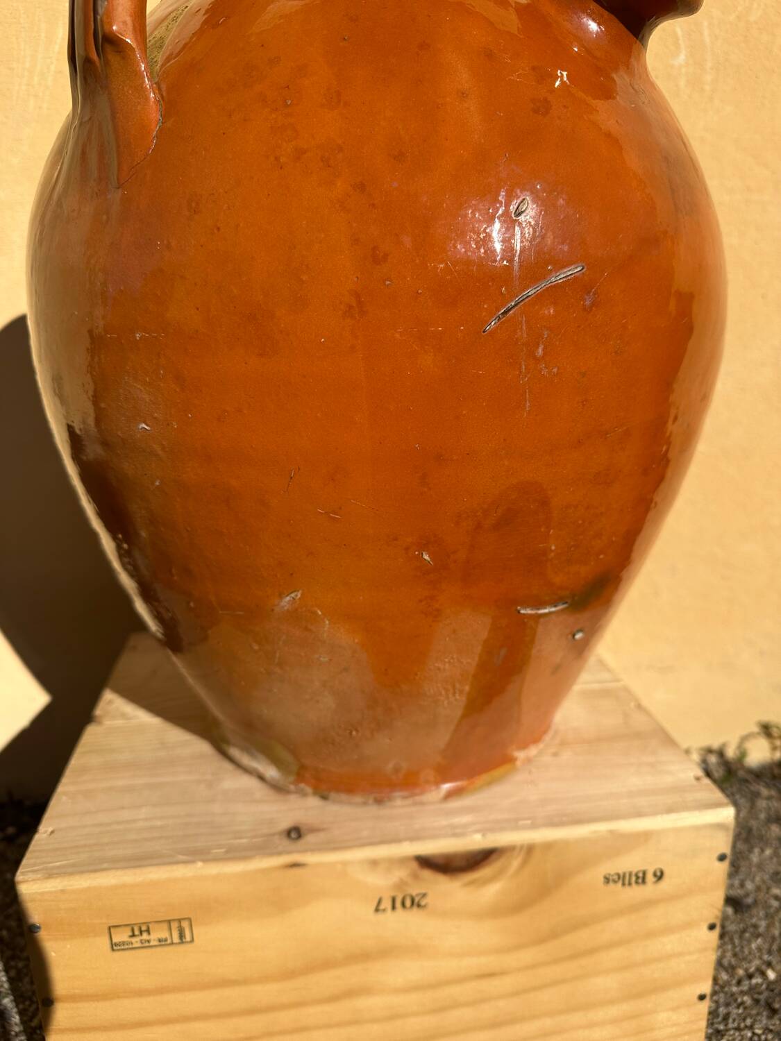 Glazed terracotta water jar, old Ardèche craftsmanship, 1800