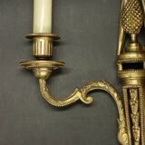 Pair of large Louis XVI style 19th century knot wall lights - bronze