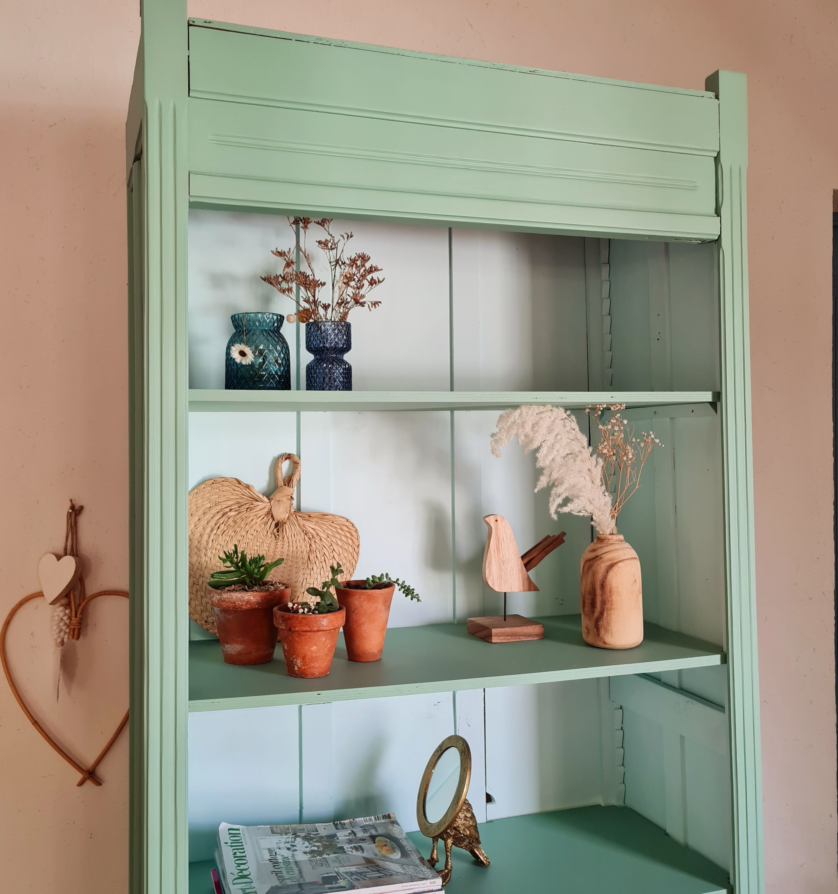 Green bookcase cabinet