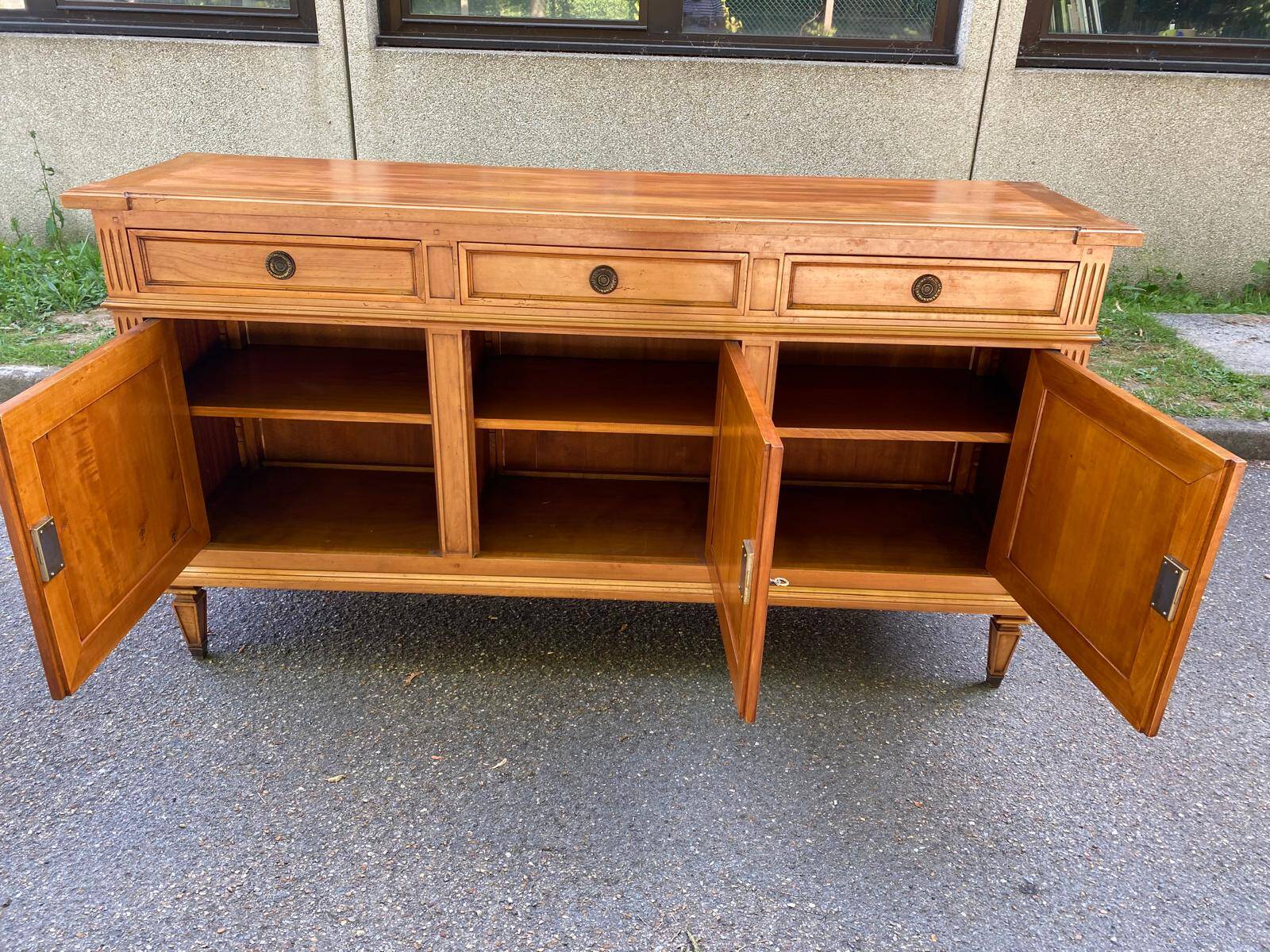 Louis XVI solid oak sideboard with 3 doors and 3 drawers, 175 cm