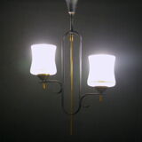 Mid-century black & brass pendant styled