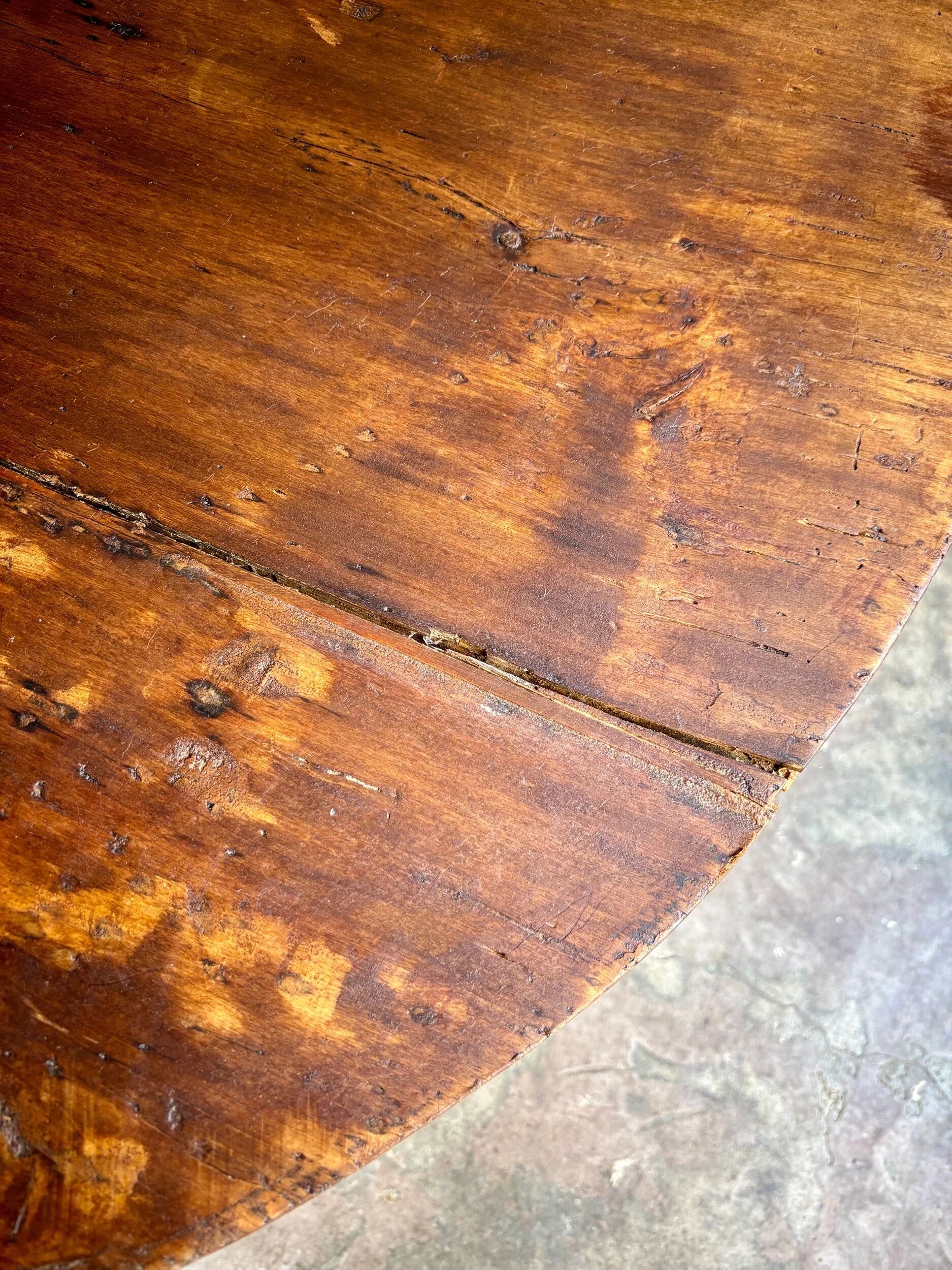 Round wooden farmhouse table