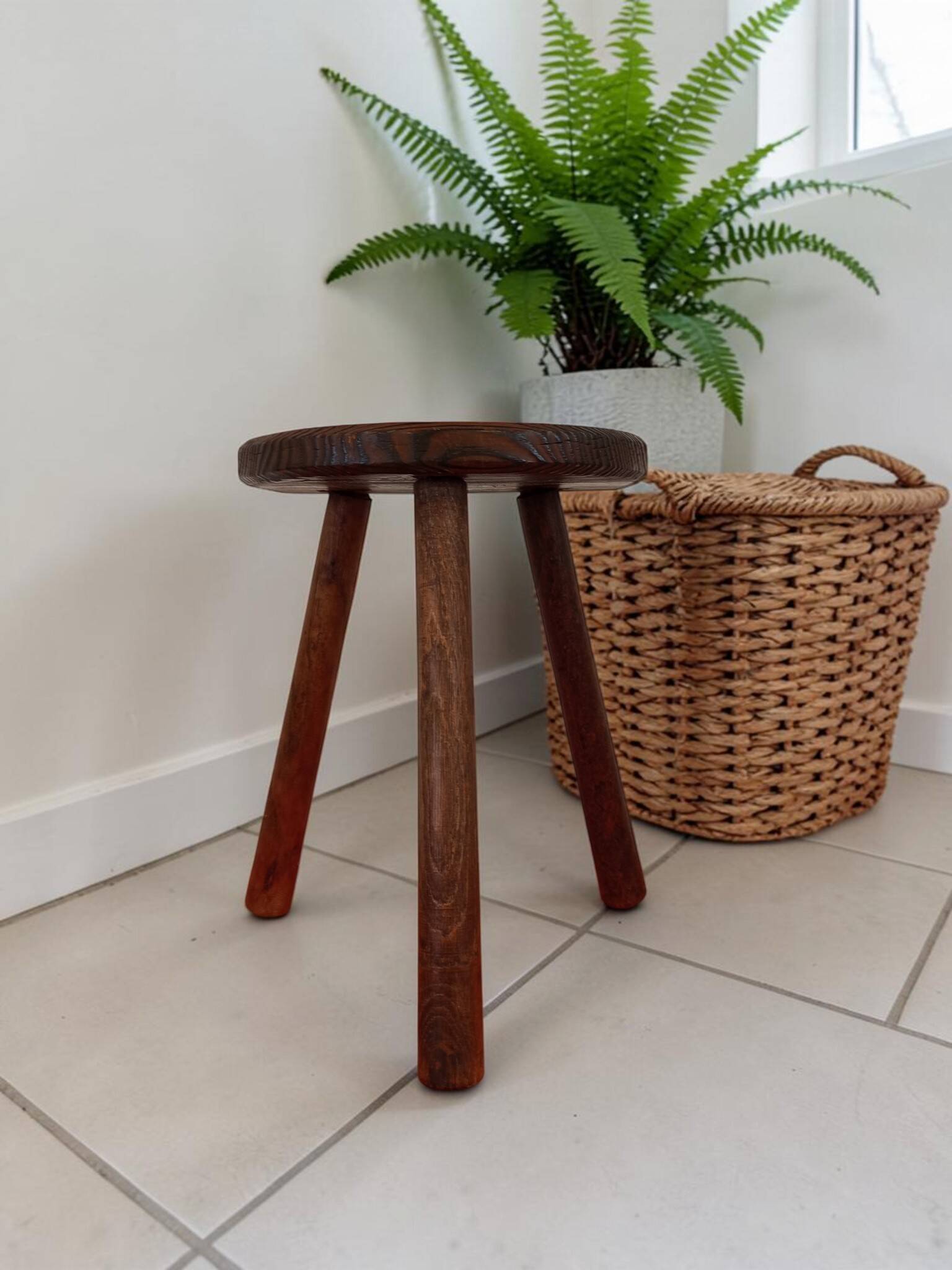 Tripod demi-stool, plant stand, side table.