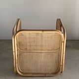 Amsterdam rattan armchair with U-shaped armrest, squared canework