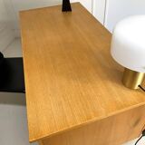 Vintage desk with 4 drawers, 1 door, 1 locker