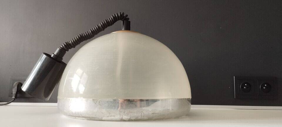 Chandelier rises and falls transparent plastic and chrome vintage 1970 space age