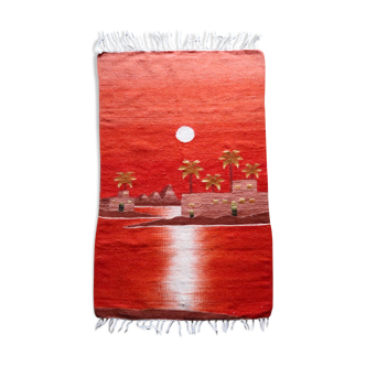 Tapis Egyptien rouge orangé, années 70