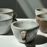 Set of 5 Indonesian ceramic handle coffee cups