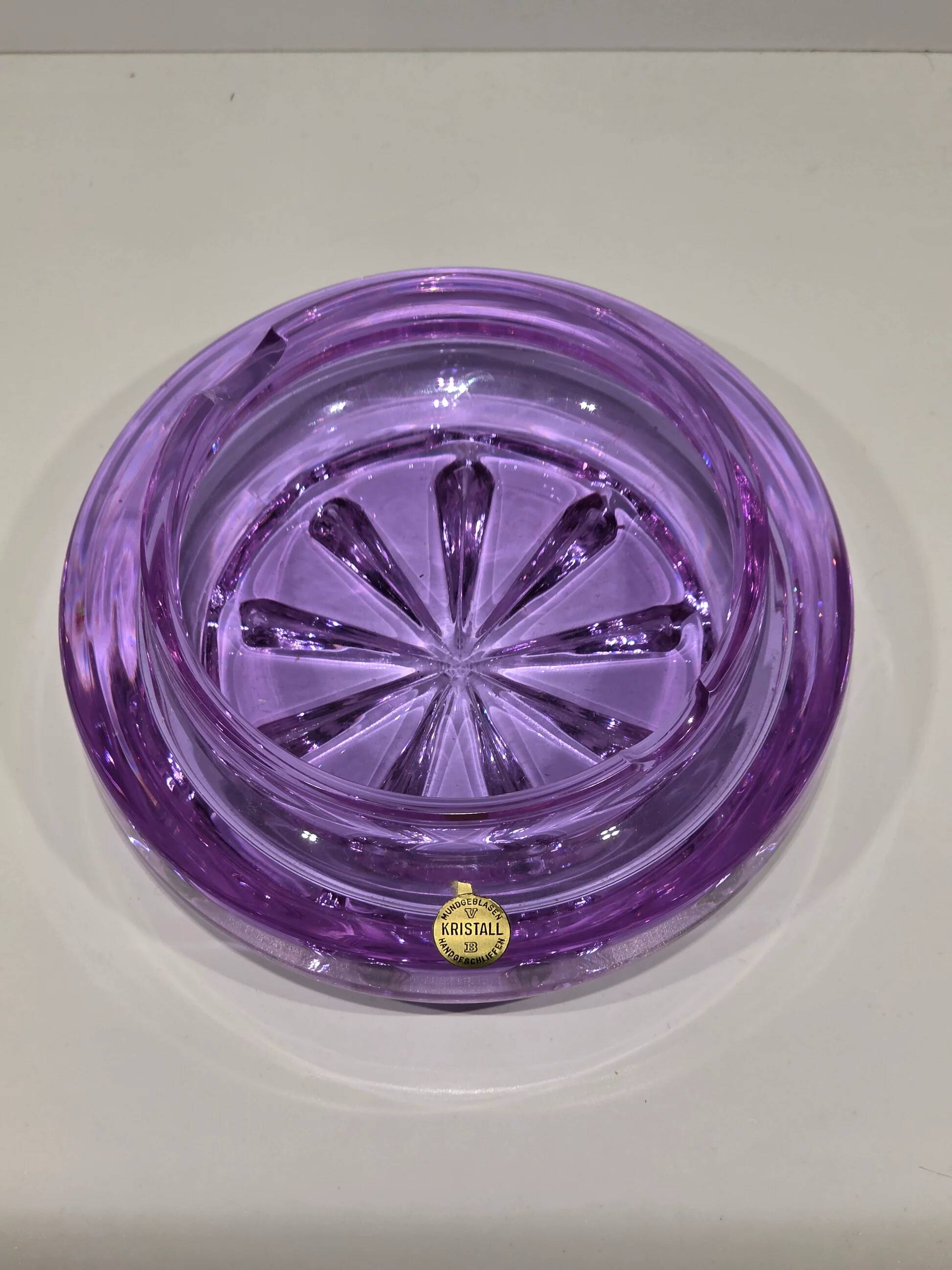 Cendrier vide poche cristal de Bohème mundgeblasen (soufflé à la bouche)
