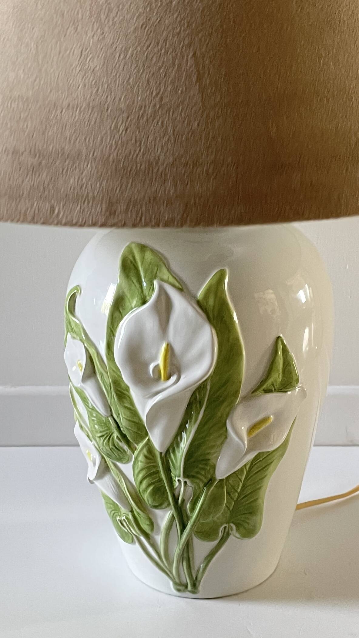Lampe italienne fleurs d'arum vintage
