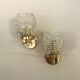 Pair of glass and brass wall lamps