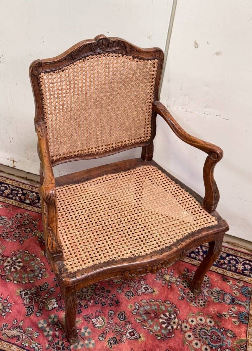 Louis XV style office chair in carved walnut