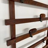 Antique Italian design wall coat rack Ezhio Longhi / Elam vintage teak