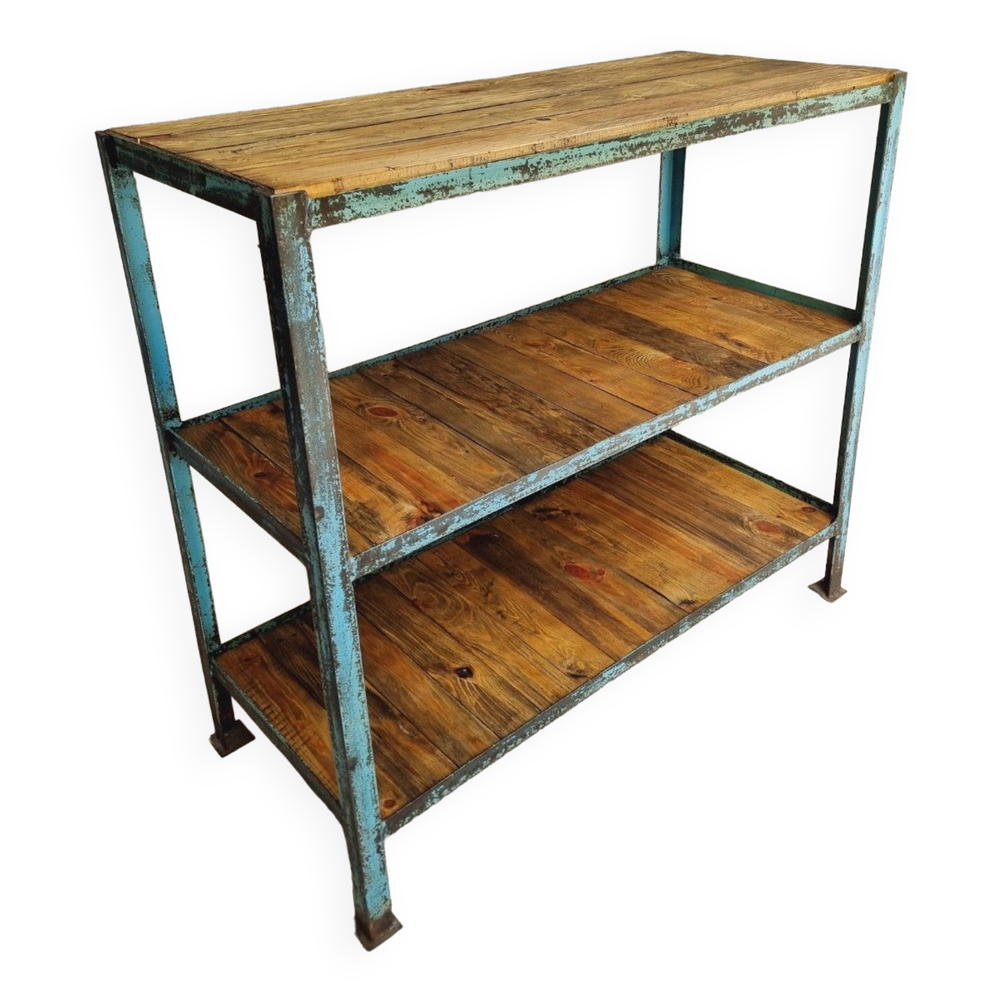 Industrial shelving unit sidetable kitchen rack pastel blue