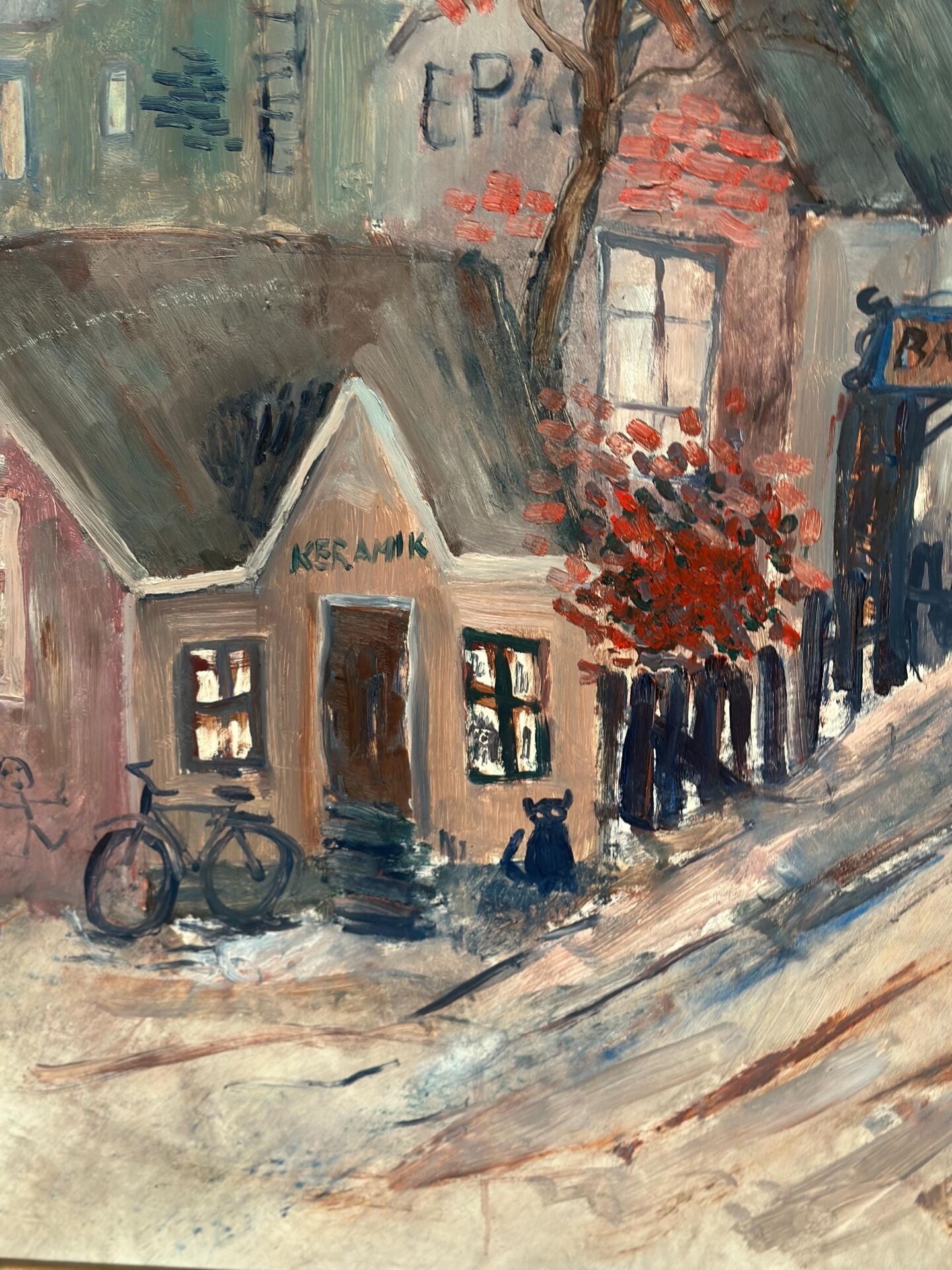 Original Swedish Oil On Panel – “Bygatan” By Kai Nielsen – Signed