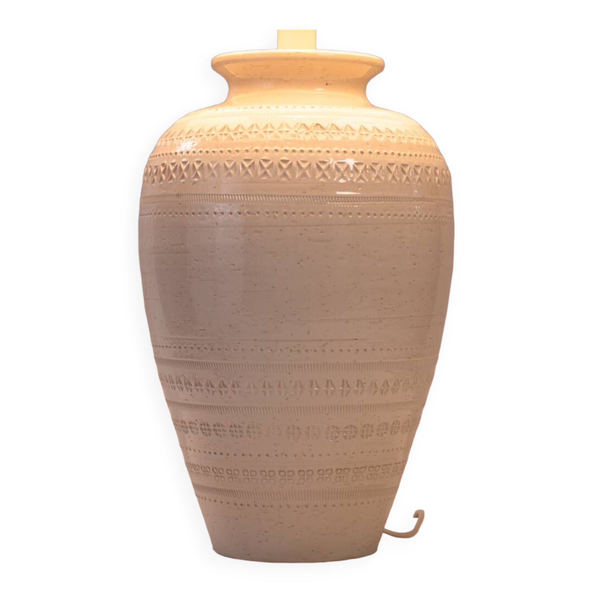 Lampe de table en céramique italienne Bitossi noir blanc grande