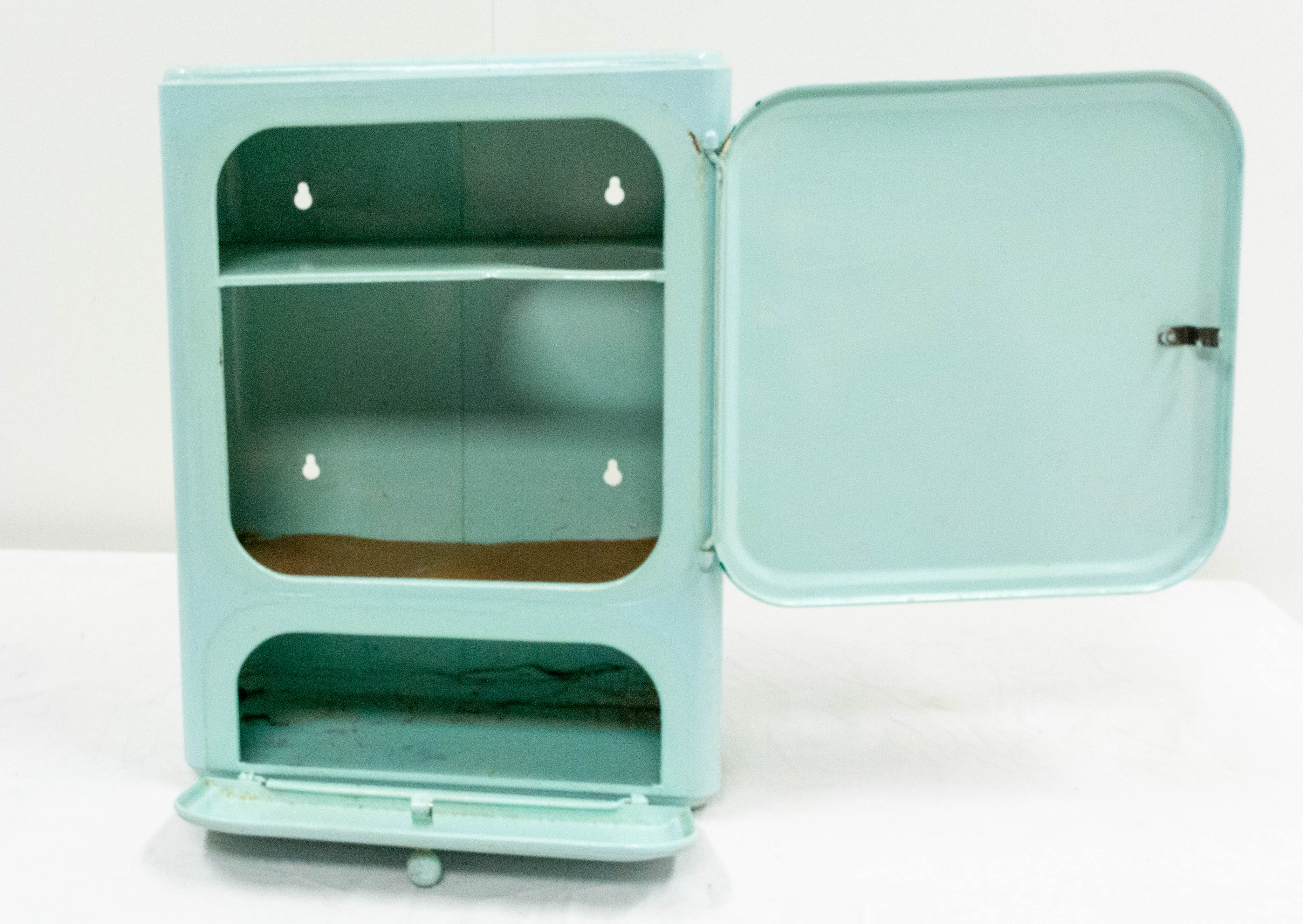 Pharmacy cabinet blue sheet metal