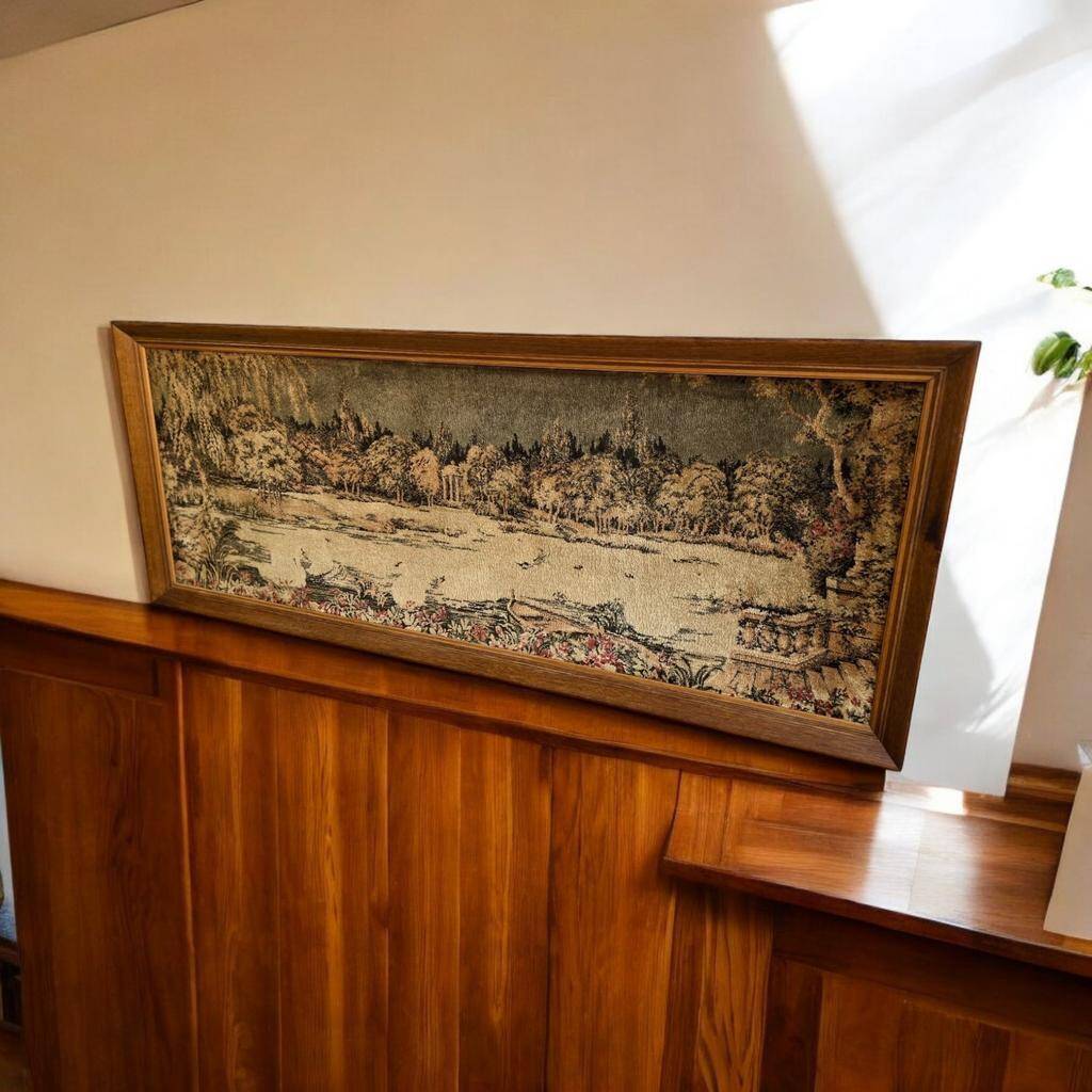 Vintage wall decoration / tapestry under frame