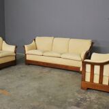 Wooden sofa and armchairs by Mobil Girgi, 70s. Set of 3