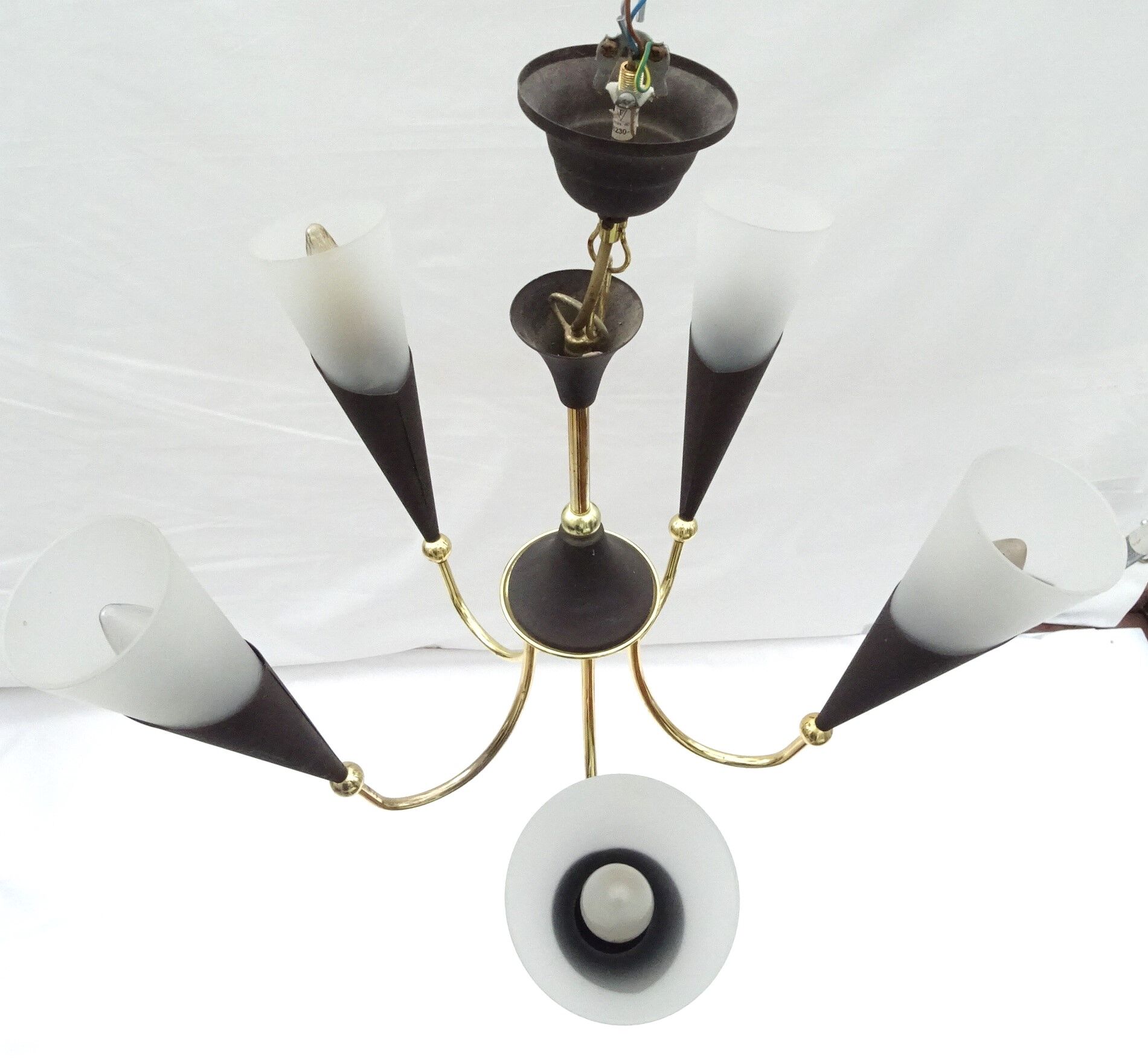 5-branched chandelier cone shaped abat jour