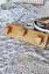 Vintage Scandinavian wall-mounted coat rack in pine - 3 square hooks