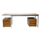 Mid-Century Behr Desk in Walnut with 2 Drawer Containers, Germany, 1970s