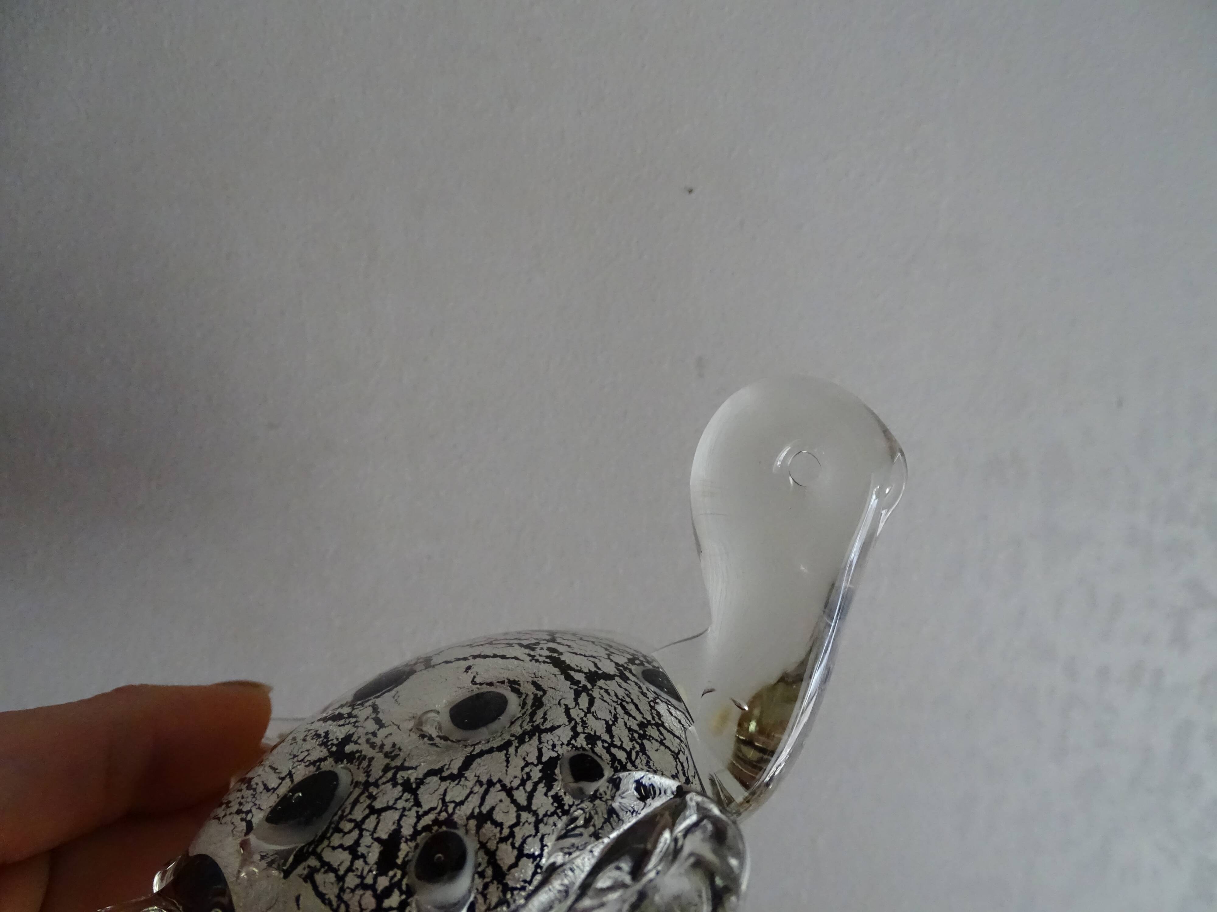 Murano turtle paper press glass silver powder