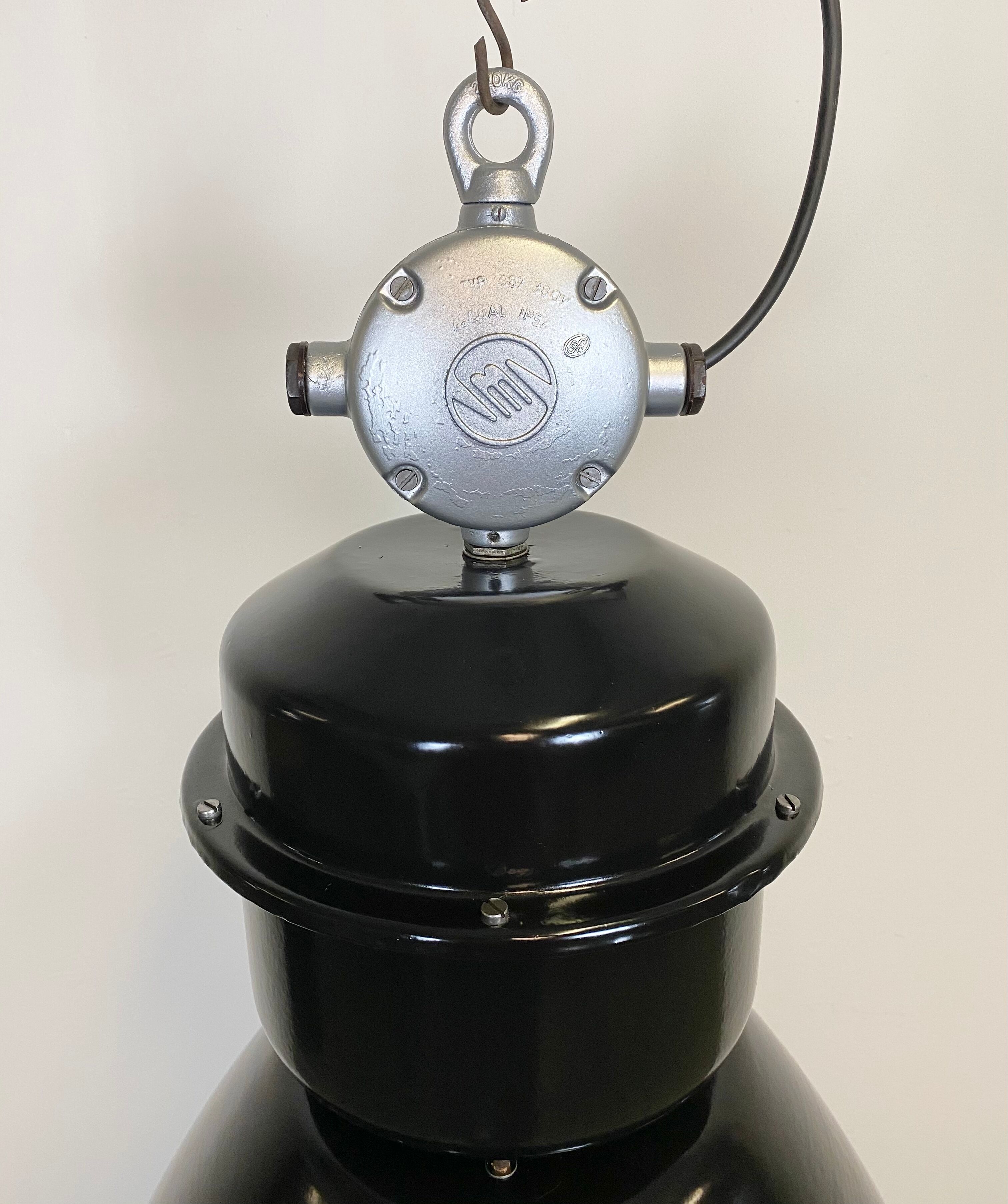 Black industrial factory lamp from Elektrosvit, 1960s