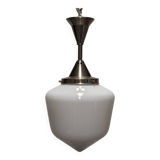 Suspension XL Art déco en opaline blanche, France vers 1920