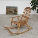 Rocking chair made of wood and wicker by ULUV from Czechoslovakia 1970