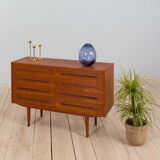 Danish mid century wide teak dresser with 8 drawers, 1960s