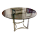 Dining table in chrome metal and smoked glass.