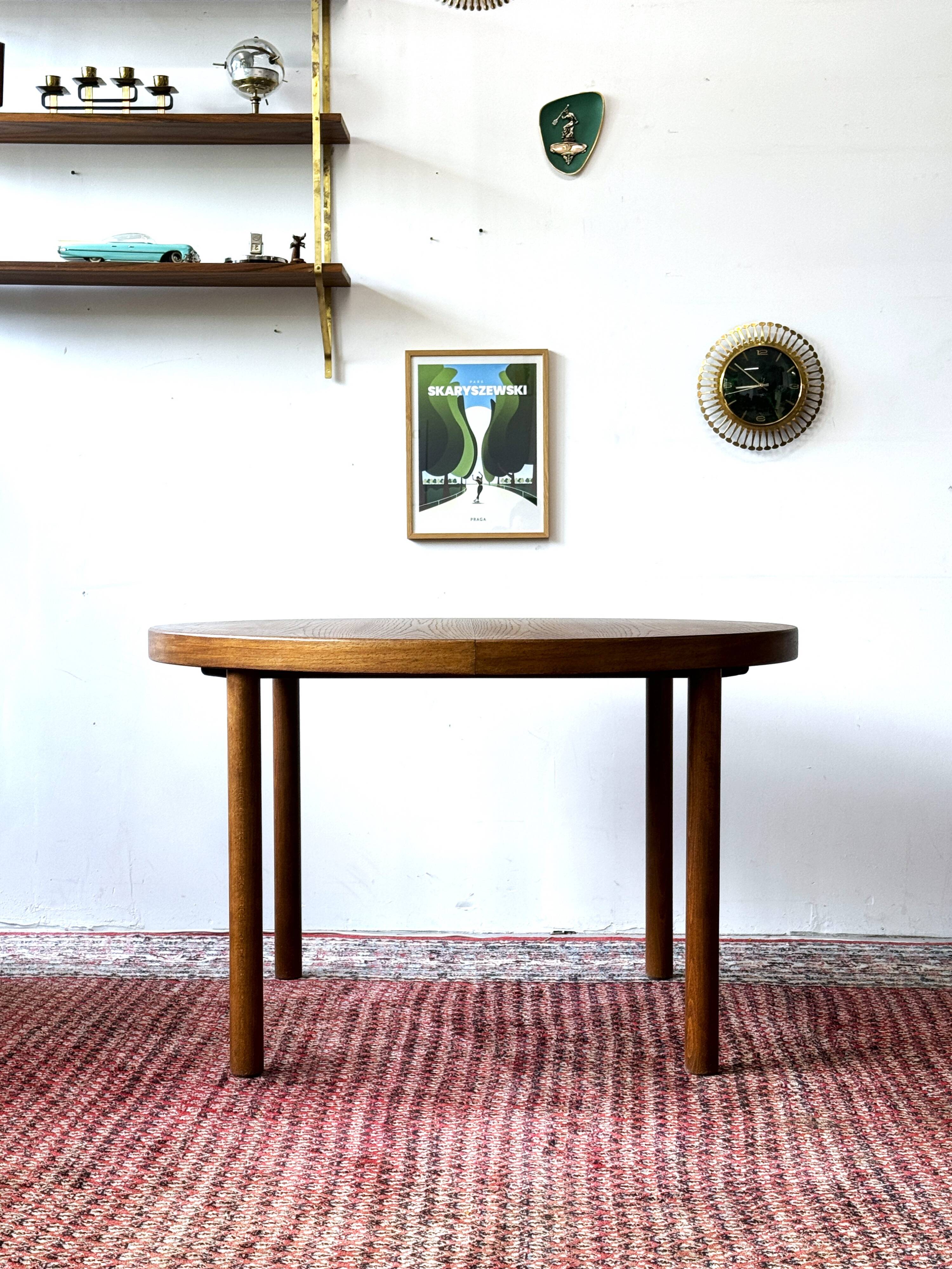 Expandable oak table, denmark 1960s/1970s, vintage, mid-c modern