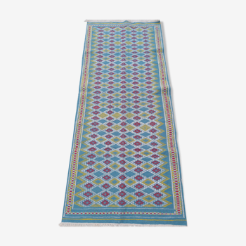 Tapis couloir bleu fait main traditionnel