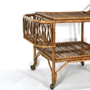 Vintage bamboo bar trolley from 50s. Made in Italy