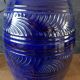Large blue earthenware lamp base signed ST Clément France Plume 815-2 – Excellent condition