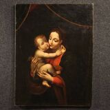 Antique religious painting Madonna and Child from the 18th century
