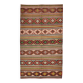 Tapis Kilim vintage fait main rouge brique et vert, motif rayé