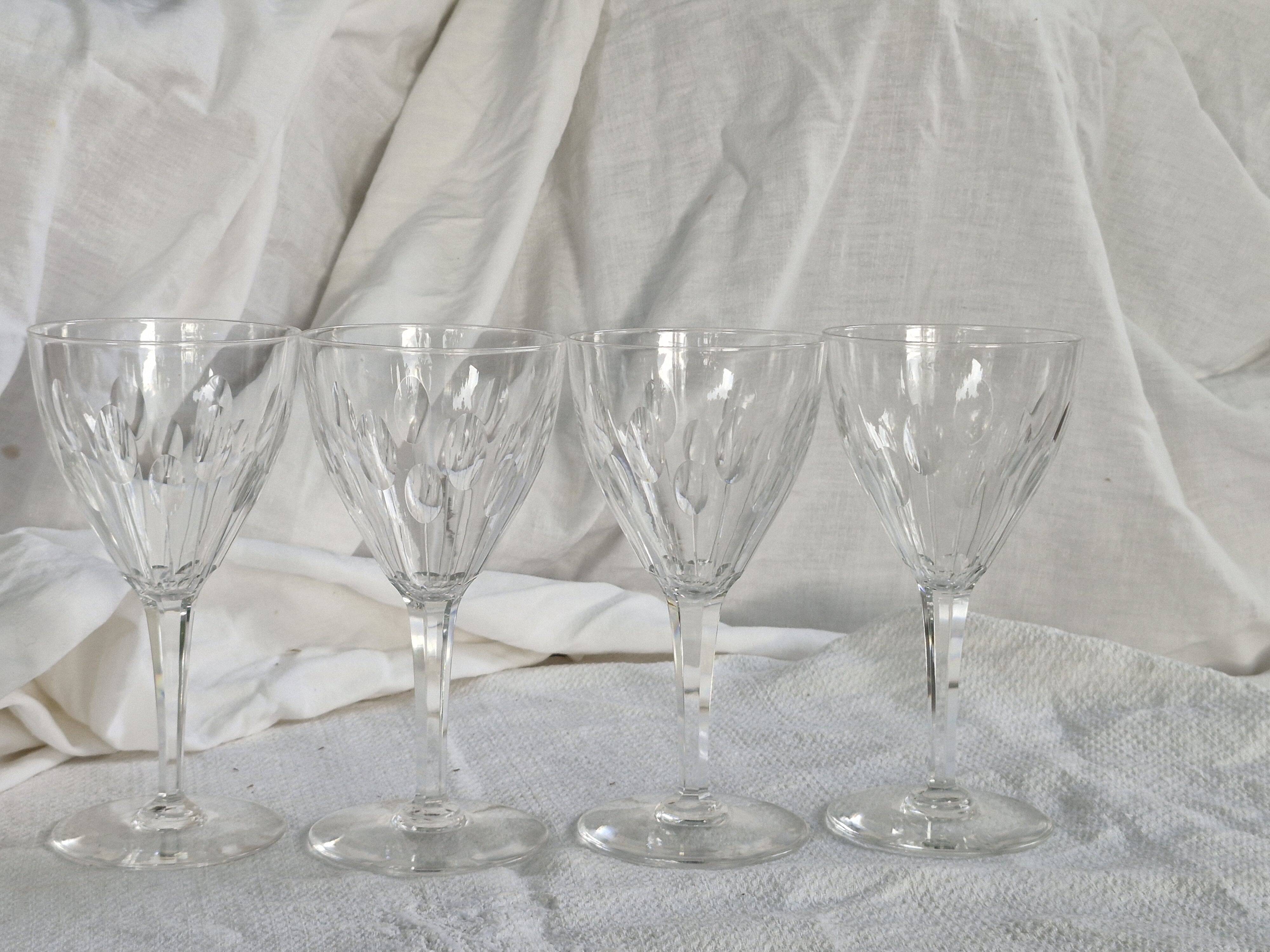 4 Verres à eau anciens - cristal Val Saint Lambert modèle Nestor taille Ham