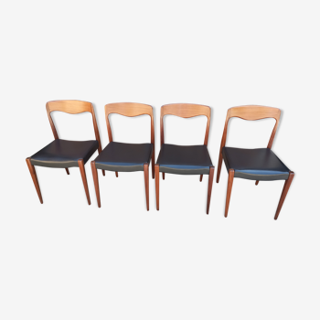 Suite de quatre chaises teck vintage